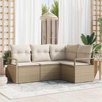 Lauko baldų komplektas Sofos komplektas 4 pcs Smėlio poliratanas