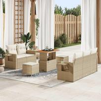 Lauko baldų komplektas Sodo Sofų Rinkinys 8 vnt. Smėlio poliratanas