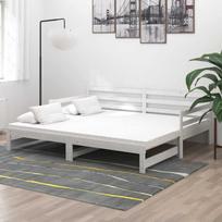 Ištraukiama lova, balta, 2x(90x200)cm, pušies medienos masyvas
