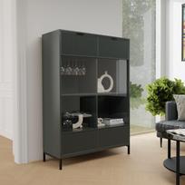 Plati vitrininė spinta WAVE 105 cm Spalvos: Greenstone (žalia)