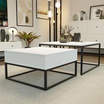 Kavos staliukas ELEGANT 2in1 su stalčiumi Spalvos: Juoda / balta matinė