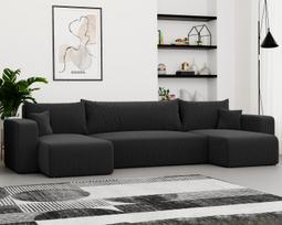 Minkštas kampinis sofas PIANO U su miego funkcija ir patalynės dėže Spalvos: Poso 135 (Antracitas)