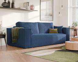 Minkšta kanapa sofa BALI su miego funkcija ir patalynės dėže Spalvos: Poso 05 (Tamsiai mėlyna)
