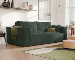 Minkšta kanapa sofa BALI su miego funkcija ir patalynės dėže Spalvos: Poso 14 (Butelių žalia)