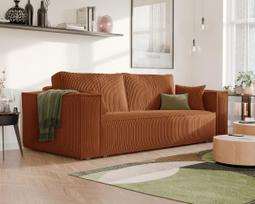 Minkšta kanapa sofa BALI su miego funkcija ir patalynės dėže Spalvos: Poso 40 (Oranžinė)