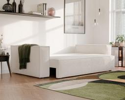 Minkšta kanapa sofa BALI su miego funkcija ir patalynės dėže Spalvos: Boucle C1 (Kreminė)