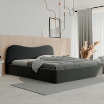 Minkšta lova COZY su mediniu grotelių rėmu ir patalynės dėže Spalvos: Gerra 75 (Juoda), Miegojimo plotas: 180x200 cm