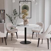 Apvalus išskleidžiamas stalas BORTA 100 cm ant metalinio pagrindo Spalvos: Juoda / bianco marmuras