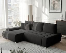 Minkštas kampinis sofa NIKO su miego funkcija ir daiktadėže Kampo pusė: Kairė, Spalvos: Monolith 95 (Tamsiai pilka)