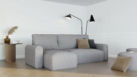 Minkštas kampinis sofa JOBO su miego funkcija ir patalynės dėže Spalvos: Poso 110 (Šviesiai pilka)