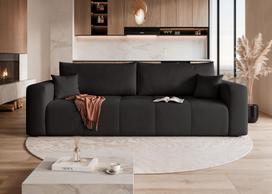 Trivietė išskleidžiama sofa PEDRO su patalynės dėže Spalvos: Manila 18 (Juoda)