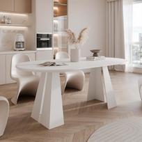 Apvalus išskleidžiamas valgomojo stalas FORTE Spalvos: Baltas / arktinė balta, Skersmuo: ø 120 cm