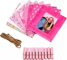 Nuotraukų rėmelis „Kodak x Barbie“ paveikslų pakabinimo rinkinys Barbės rėmeliai su kvadratėliais, segtukais ir virvele