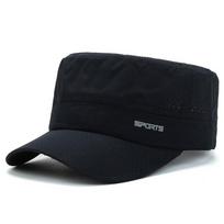 Fashion flat top hat men's outdoor quick-drying hat summer new mesh hat breathable light sun hat men's cap Adjustable tamsiai mėlyna