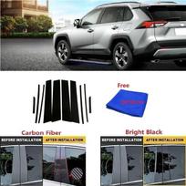 Fit For Toyota RAV4 - Carbon Fiber Black Car Window Door Column BC Pillar Post Cover Trim Mirror Effect PC bright black