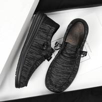 Vyriški kvėpuojantys laisvalaikio drobės slip-on batai Patogūs slip-on loaferiai Minkšti penny loaferiai vyrams Lengvi vairavimo laivui batai 39 juoda