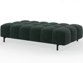 Ferivo quilted pouffe on legs, dark green velvet, Modern, Dark Green