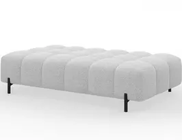 Ferivo quilted pouffe on legs, white bouclé, Modern, White