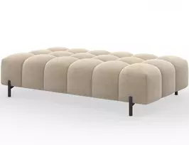 Ferivo quilted pouffe on legs, beige velvet, Modern, Beige
