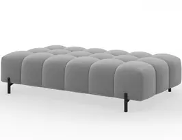 Ferivo quilted pouffe on legs, grey plush, Modern, Gray