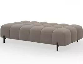 Ferivo quilted pouffe on legs, beige plush, Modern, Beige