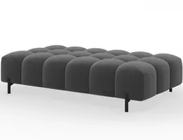 Ferivo quilted pouffe on legs, dark grey plush, Modern, Dark Gray