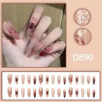 Autumn/Winter Almond Shaped Rhinestone Spider Nails - 30 Piece Set
