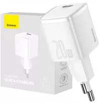 „Baseus“ įkroviklis „Baseus Cube“ 20 W PD USB-C tinklinis įkroviklis – baltas