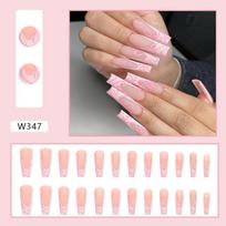 Long ballet love pink French sweet texture fake nails European and American long fake nails Valentine's Day