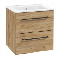 Bathroom cabinet with washbasin 50 cm, hanging, craft oak, soft-close Pinia