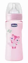 Chicco Well-Being Silicone Baby Bottle Fast Flux Rose 4m+ 330ml