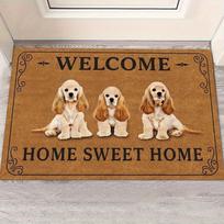 VIKAMA Cute Cocker Spaniel Welcome Doormat Non-Slip Dirt-Trapping Entryway Mat Living Room Bedroom Carpet Home Decoration 40cm x 60cm