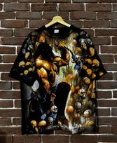 RARE VINTAGE MANOWAR 90s METAL BAND GRAIL All over print skull xl black Unisex T-Shirt S