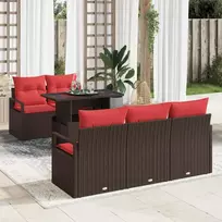 Lauko baldų komplektas Sodo Sofų Rinkinys su pagalve 6 pcs Ruda Poli ratanas