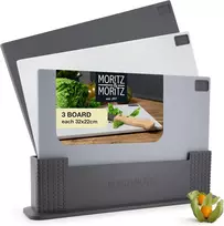 Moritz & Moritz virtuvinių pjaustymo lentelių rinkinys su stovu, plastikas, 32 x 22 cm, 3 vnt.