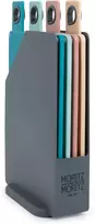 Moritz & Moritz plastikinių pjaustymo lentelių rinkinys su stovu, 4 vnt., 20,5 x 14,5 cm, neslystančios