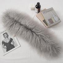 Winter Fashion Short Lamb Fur Shawl Fluffy Real Mongolian Fur Scarf for Women pilka spalva