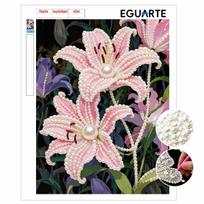 DIY Frameless Pearl Painting Kit Elegant Pink Lily Flower 3D Shiny Bead Art Canvas Relaxing Craft for Adults Home Wall Decor Gift 30x40cm