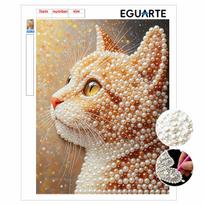 Pearl Painting DIY Kit Elegant Cat Portrait Frameless Sparkling Bead Art Canvas Creative Home Decor Craft for Beginners 30x40cm