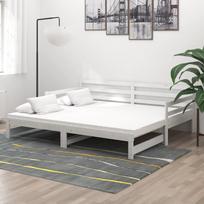 Ištraukiama lova, balta, 2x(90x200)cm, pušies medienos masyvas