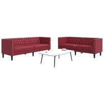 Chesterfield sofų komplektas, 2 dalių, raudonojo vyno spalvos