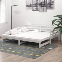 Ištraukiama lova, balta, 2x(90x200)cm, pušies medienos masyvas