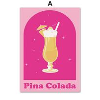 Vodka Margarita Capri Blue Lagoon Plant Cocktail Posters And Prints Wall Art Canvas Painting For Living Room Decorative Pictures A4 21X30cm No Framed