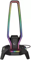 Rampage Stojak na ausinės IGRIS RGB USB, USB-C, juoda