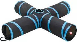 Katės tunelis, 4 krypčių, juodas ir mėlynas, 132 cm, poliesteris