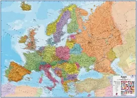 Europos politinis sieninis žemėlapis 1:3,2 mln, 135x165 cm, laminuotas