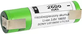 Blow 85-598# Akumuliatorius 18650 li-ion 2vnt. 2600mah blaszki 3,6v sony/murata + box