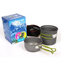 Kempingo indai įrankiai itin lengvas aliuminis nelipnus lauko indų rinkinys žygiams iškyloms kempingui indai puodas keptuvė 1-2 asmenims Green Camping Pot
