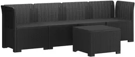 4 vietų sodo sofa pintinės išvaizdos PP Antracito