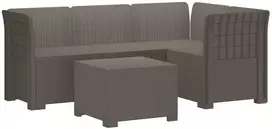 4 Vietų Sodo Sofa Ratanų Imitacija PP Šviesiai pilka